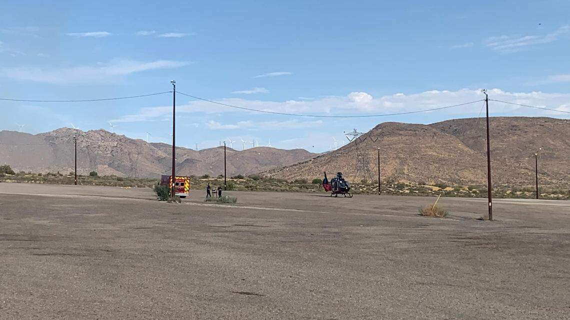 A mountain biker died after helping rescue four hikers who became dehydrated by heat in the Jacumba Mountains, California officials say.