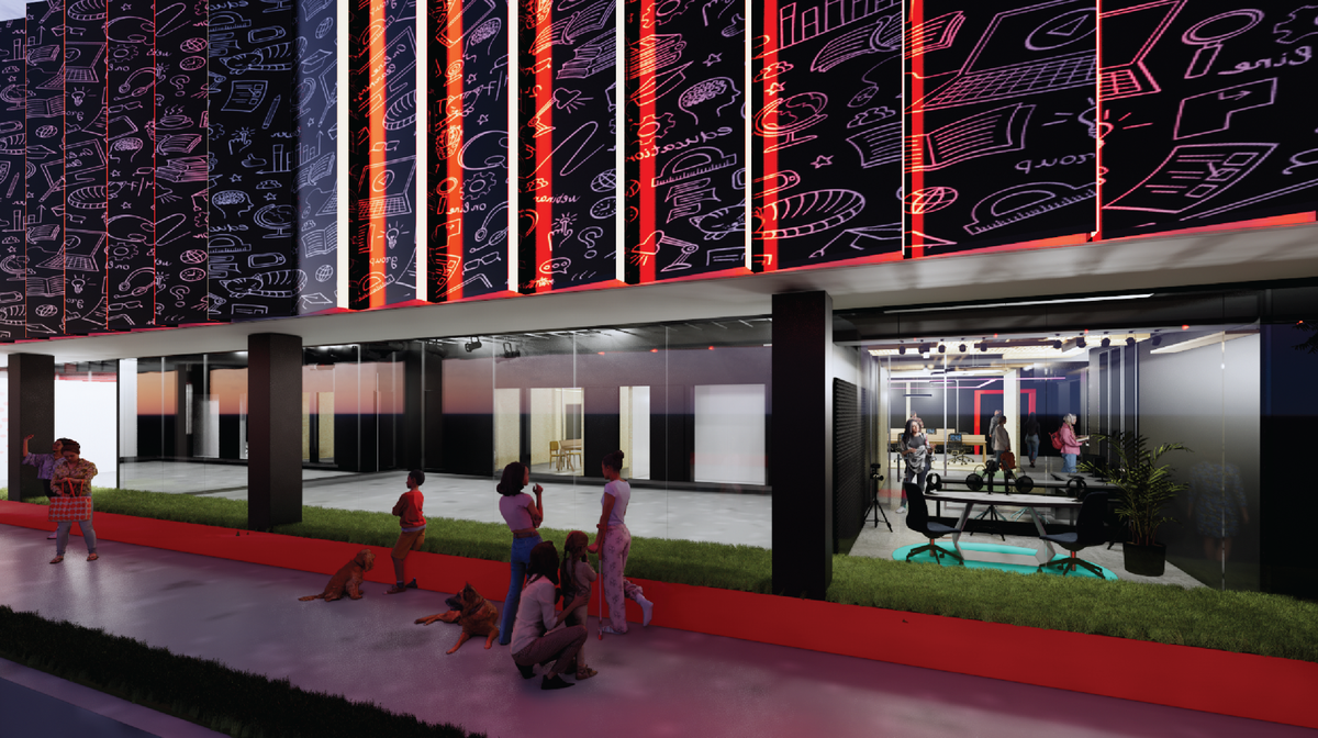 The Innovation Factory will house dance and performance spaces, podcasting and video and music production studios, a culinary arts kitchen and classrooms for training in careers both on and behind the stage.