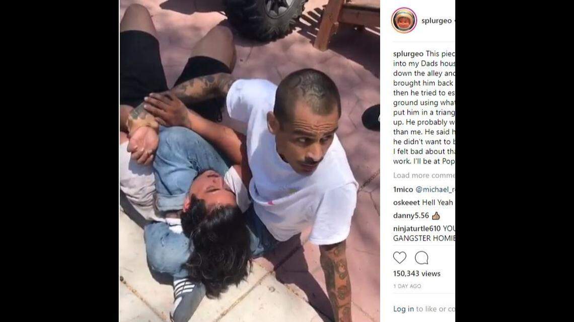 Pro mixed martial arts fighter Sergio Hernandez Jr. took down a suspected burglar Monday after arriving home to find the man in his backyard. San Diego police arrested Fernando Plascenia, 21.
