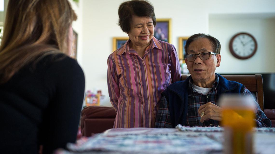 Servando, right, and Warlita de Belen discuss his care with Dr. Jeanine Ellinwood, part of their in-home palliative care team at their home on Monday, May 7, 2018 in Sacramento. Servando was diagnosed with asthma and several years later, his respiratory condition was appropriately diagnosed as COPD (chronic obstructive pulmonary disease).