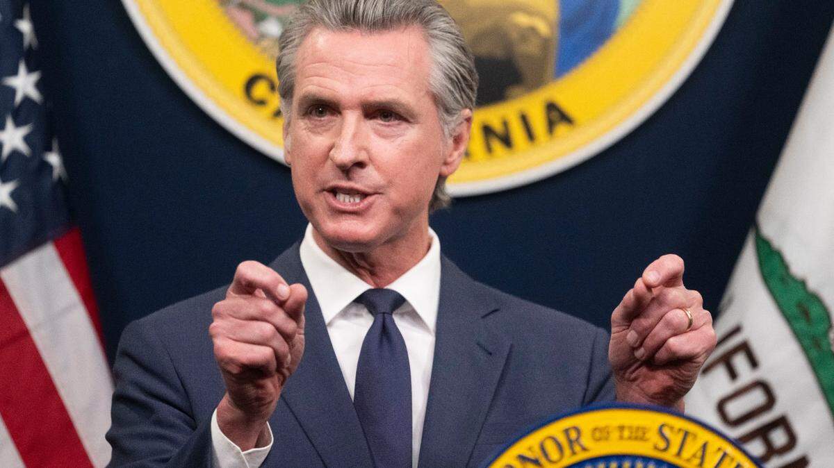 Gov. Gavin Newsom presents his May revise to the state budget on Wednesday, May 14, 2025 in the Capitol Swing Space. The governor proposed no additional local drug treatment to help implement the sentencing reforms in November’s Proposition 36.