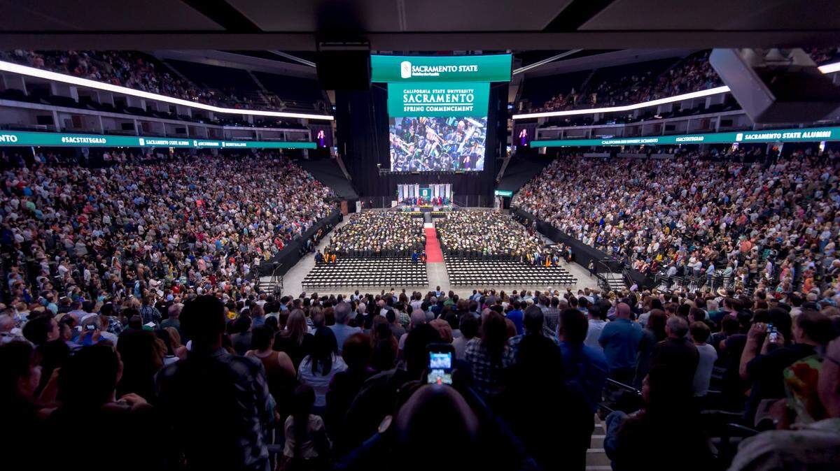The Sacramento State University graduation ceremony took place at Golden 1 Center in 2017. A new order from U.S. Immigration and Customs Enforcement could throw international students across the country into uncertainty.