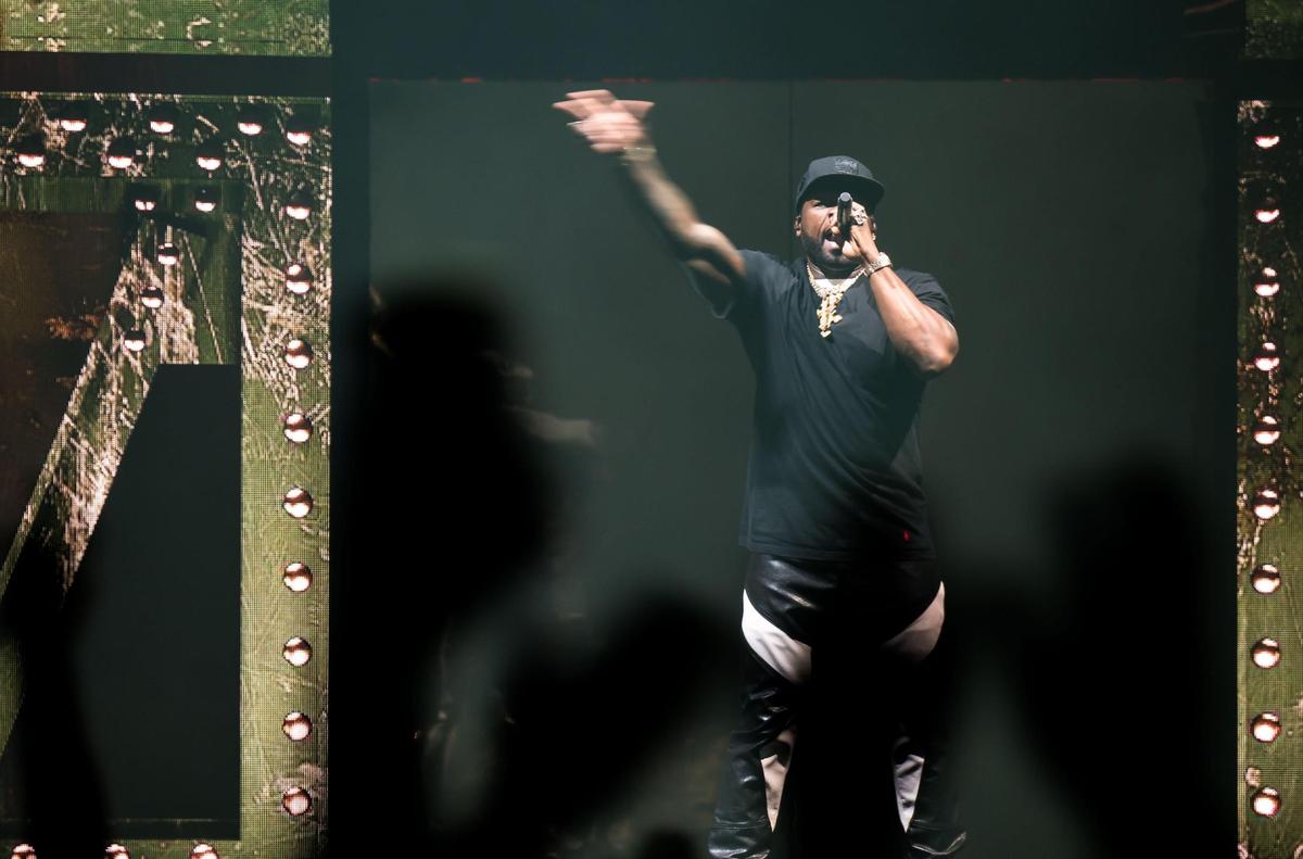 Curtis “50 Cent” Jackson performs “I Get Money” on his The Final Lap Tour, featuring Busta Rhymes and Jeremih, at Golden 1 Center on Monday, Sept. 4, 2023, in Sacramento.