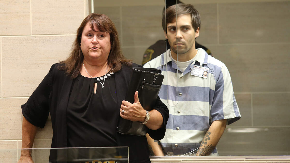 Jonathan Froste, 21, is arraigned in Yolo Superior Court on Friday, June 22, 2018, on suspicion of murdering two Woodland teenagers who disappeared in 2016. He is represented by attorney Ava Landers.