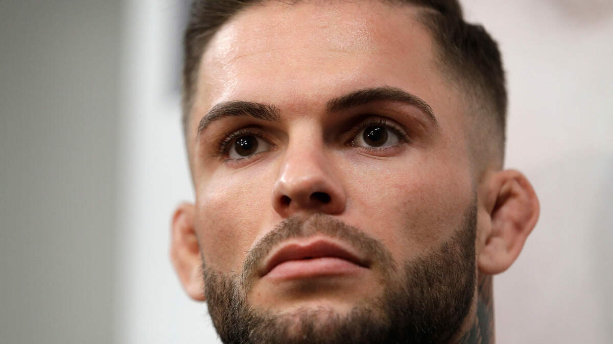 Cody Garbrandt speaks with the media during a media day for UFC 207, Wednesday, Dec. 28, 2016, in Las Vegas.