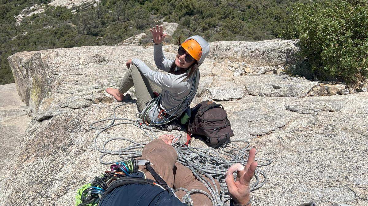 Marissa Neely and her best friend and climbing partner, Peter, climbing Elephant Walk.