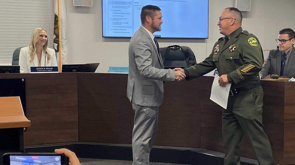 Jeremy Jeffreys is sworn-in as a Placer Union High School District trustee on Tuesday.