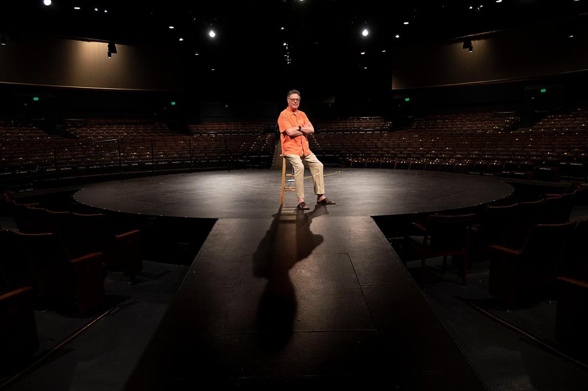 Richard Lewis, the leader of Music Circus’ parent organization, sits in the empty Sacramento theater on Wednesday, April 29, 2020, during the coronavirus pandemic. He has has canceled the 2020 season along with Music Circus until 2021. The theater organization has a major “performance” scheduled on their website, The Big Day of Giving, the annual online event that raises millions for area nonprofits.