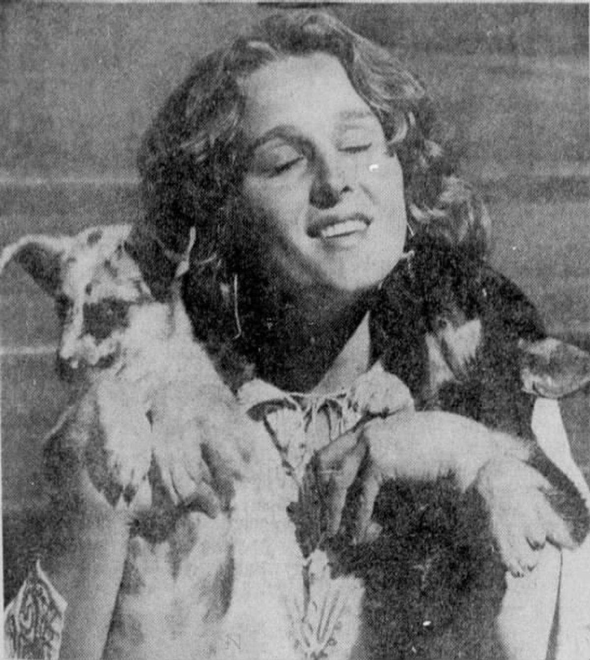 Sacramento resident Louise Mitchell holds two dogs she rescued from the truck of a city animal control officer in 1973. She argued animals found by the city were sent to the pound’s chamber and put to death through a poorly operated and outdated system.