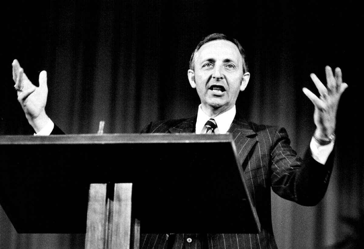 Pastor Glen Cole speaks to his followers at the Capital Christian Center in 1981, during the time that Dave Arnold was working at the church’s school.
