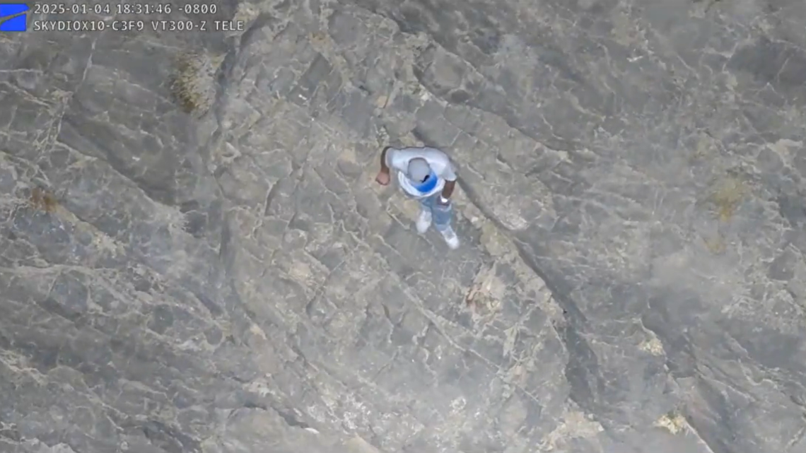 A 17-year-old was rescued with help from a police drone after being stranded on a mountain ledge in Nevada, officials said.