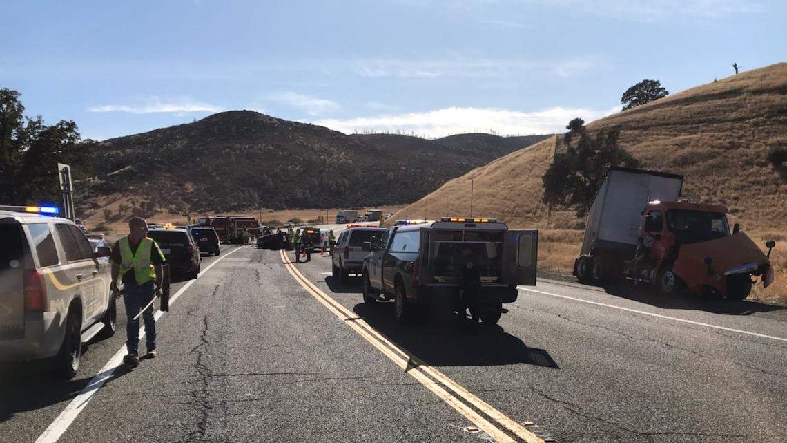 California Highway Patrol officers respond at the scene of a fatal collision Oct. 10 at the intersection of Highways 16 and 20 in rural Colusa County. A visiting archbishop from India and a Concord pastor were killed and another pastor seriously hurt.