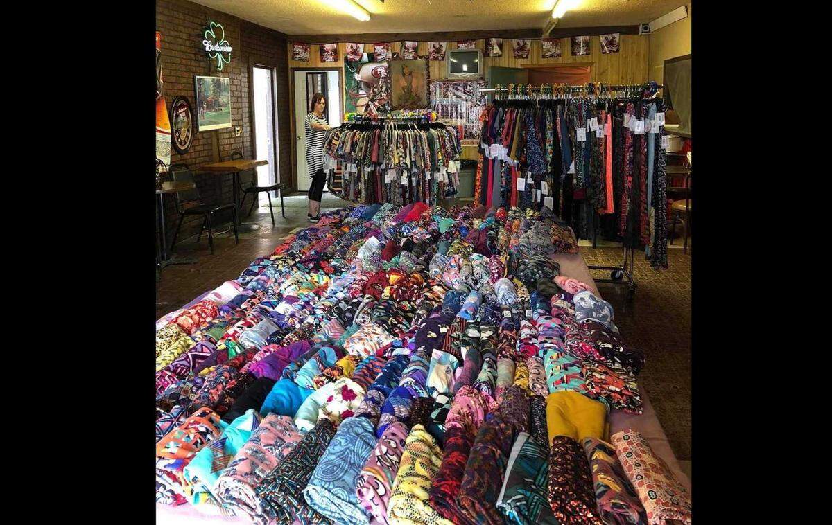 Chris Jacob’s LuLaRoe inventory displayed out for customers to buy during one of her open house shows.