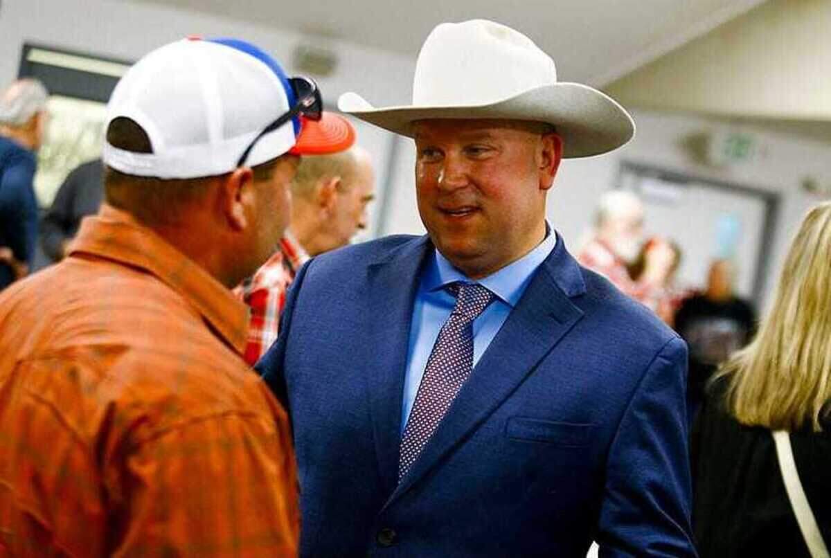 Ryan Gillaspie, a candidate for Amador County Sheriff, is pictured above in campaign photos at a candidate forum in April 2022. The former sheriff’s sergeant was fired from his job in September 2022 after accidentally firing a Taser that injured a 12-year-old boy and failing to report the incident.