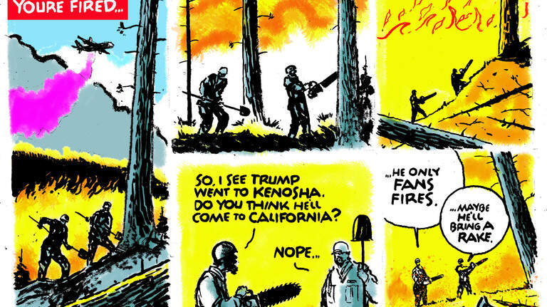 Jack Ohman cartoon: Young Men and Fire