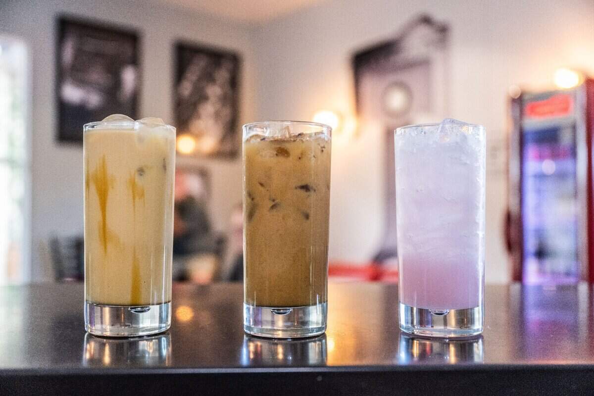 Cold coffees and lemonade are ready serve at Shift Coffee on Wednesday, May 29, 2024. The restaurant gets its beans from Sacramento-based Naked Coffee.