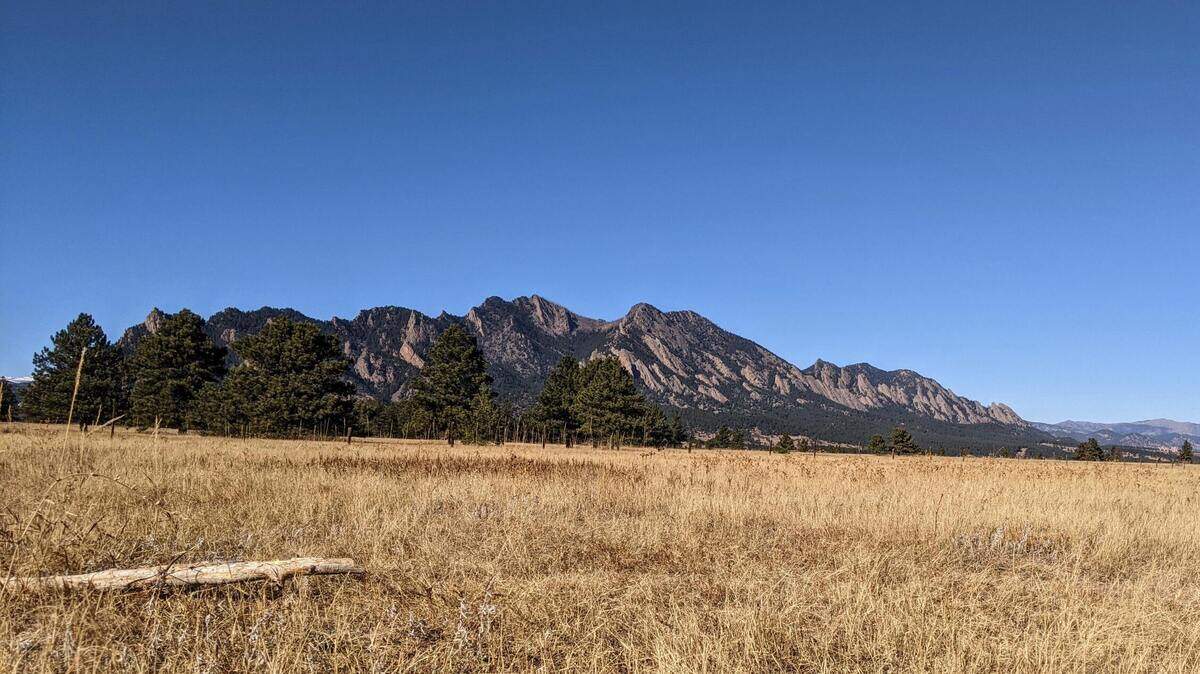 The Flatirons in Boulder, Colorado, are shown in this photo. A 48-year-old man was scrambling rocks when he fell 100 feet and survived on Nov. 1, 2022.