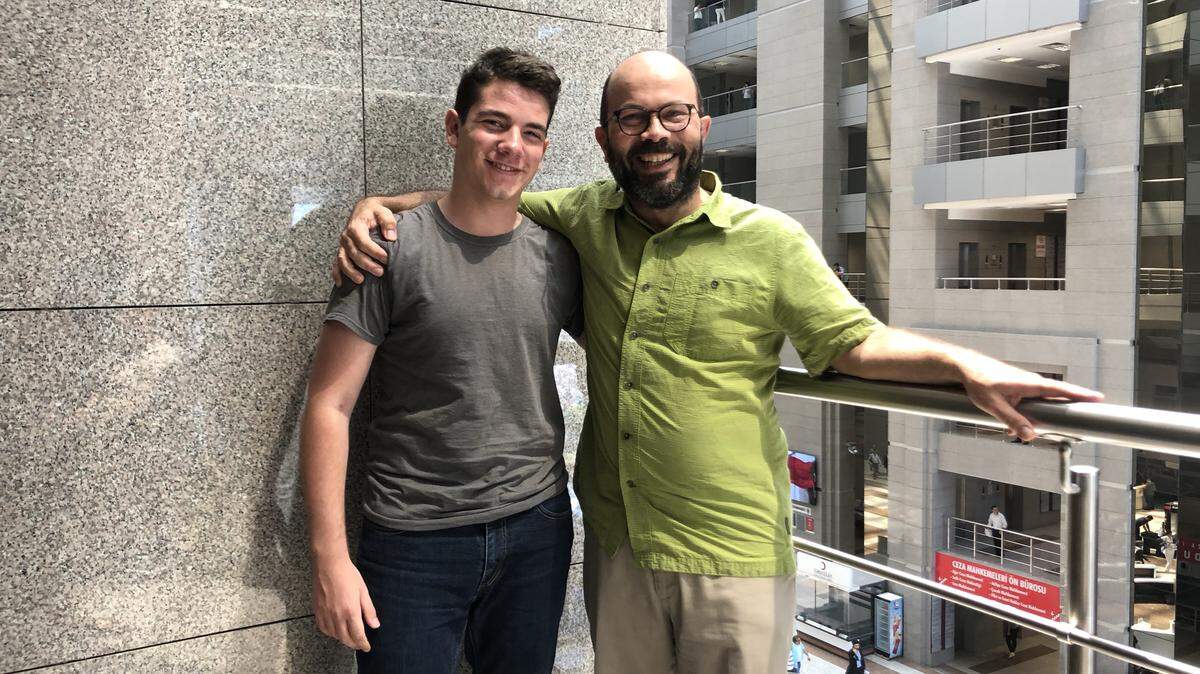 UC Davis professor Baki Tezcan in Istanbul with his eldest son