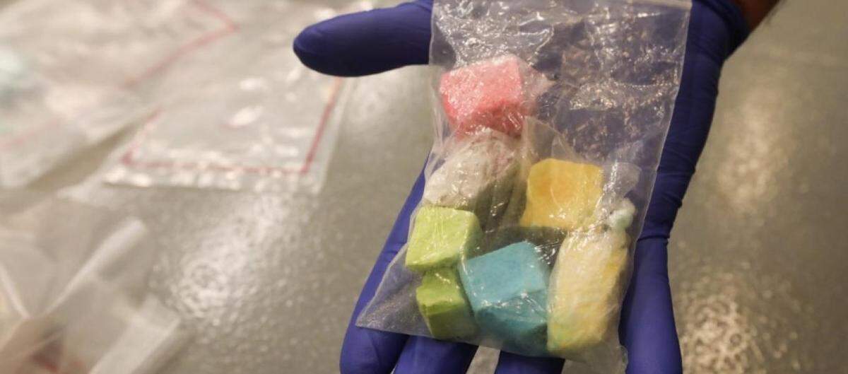 Rainbow fentanyl in a plastic bag.