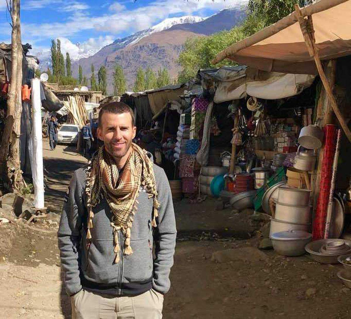 Brian Asher, a Spanish teacher at Rio Americano High School in Arden Arcade, has traveled to all 193 nations in the world. Here he is seen in 2018 in Uzbekistan, Tajikistan and several other central Asian nations.
