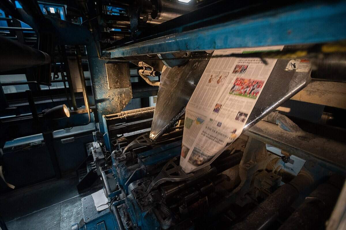 The Sacramento Bee is printed for the final time at 2100 Q Street in Sacramento on Jan. 17, 2021.