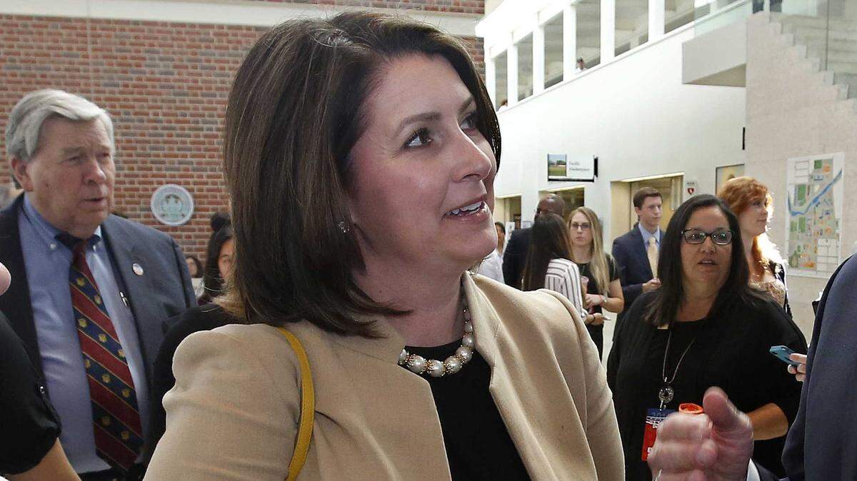 Kristina Lawson, president of the California medical board is seen in 2016, in Stockton. Lawson said, in social media Wednesday that a group of anti-vaccine activists stalked her at home and followed her to her office â where four men confronted her in a dark parking garage in what she described as a terrifying experience.