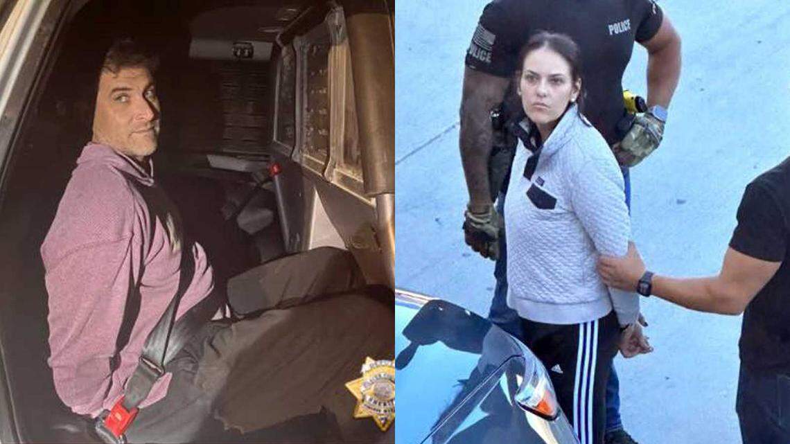 Danny Serafini, left, and Samantha Scott are seen in undated photos provided by the Placer County Sheriff’s Office. The two were arrested separately in Nevada in connection with a 2021 homicide in Homewood on the west shore of Lake Tahoe.