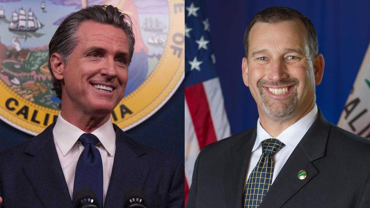 California Democratic Gov. Gavin Newsom (left) is set to debate his Republican challenger, state Sen. Brian Dahle, R-Bieber, on Oct. 23.