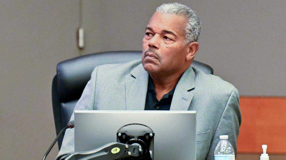 Councilmember Rick Jennings, seen during a Sacramento City Council meeting in January 2024, has said his district has yet to secure a site for a homeless tiny home community despite a yearslong city effort.