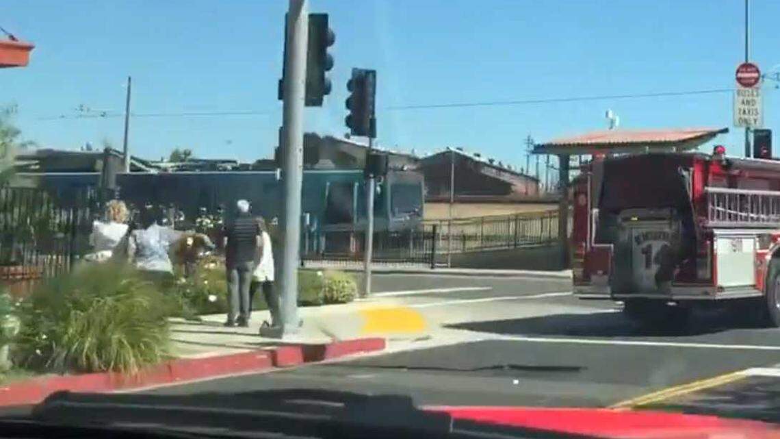 A Sacramento Regional Transit car caught fire Monday, June 29, 2020. No one was injured, firefighters said after quickly extinguishing the fire, but Gold Line service was temporarily disrupted.