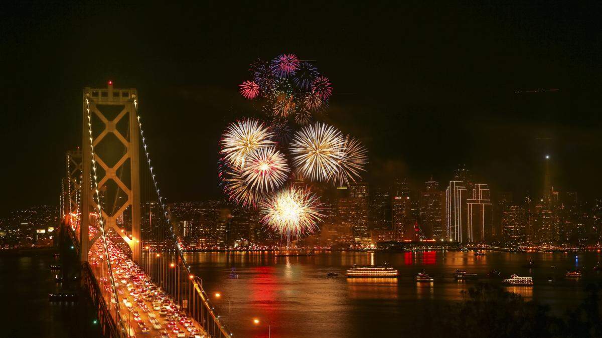 A view of New Year’s Eve fireworks over San Francisco. 