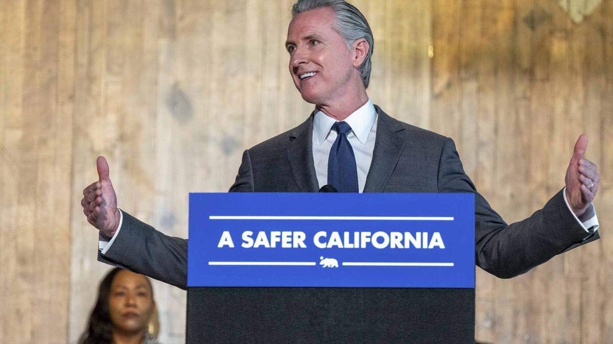Gov. Gavin Newsom , here speaking at a February event, now wants to spend $19 million on an advertising campaign in other states promoting California as a response to “misinformation.”
