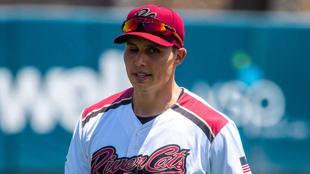 Sacramento River Cats outfielder Drew Robinson walks on the field before a game at Sutter Health Park on Sunday, July 18, 2021. Robinson, who lost an eye after a suicide attempt in April 2020, announced Friday he will retire from playing baseball and become an advocate for mental health with the San Francisco Giants.