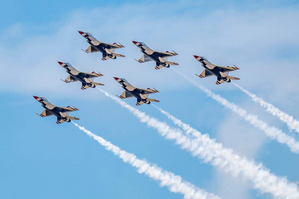 The U.S. Air Force Thunderbirds perform during the Air & Space Expo at Beale Air Force Base in June. 