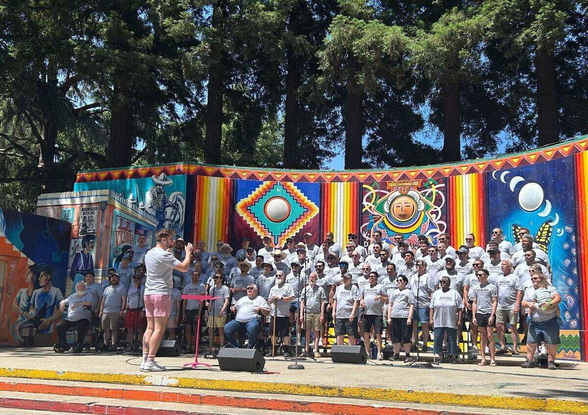 The Sacramento Gay Men’s Chorus performs at its 40th anniversary celebration concert at Southside Park Sunday, May 25, 2025.