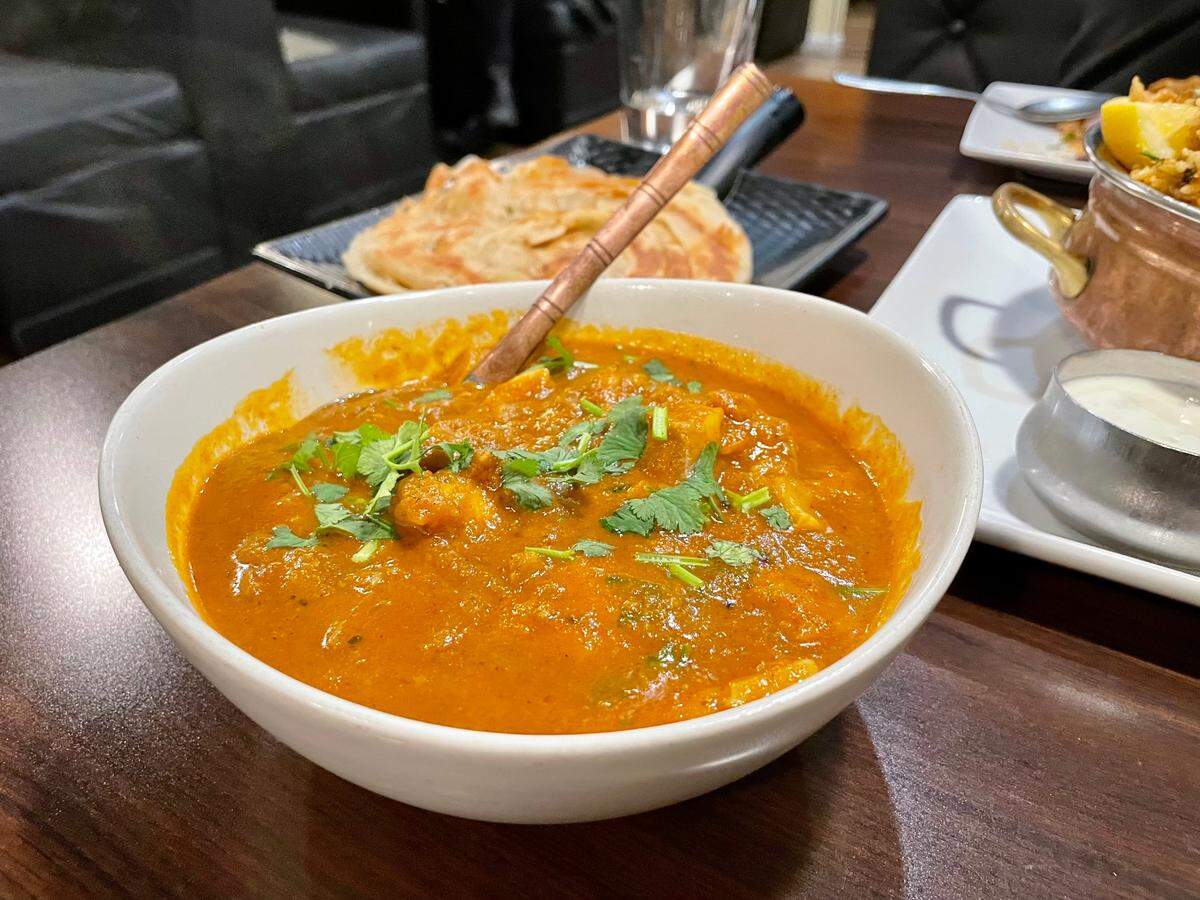 The Grand Indian Cuisine’s Alleppey fish masala features tender tilapia in a blend of mango, ginger and ground coconut.