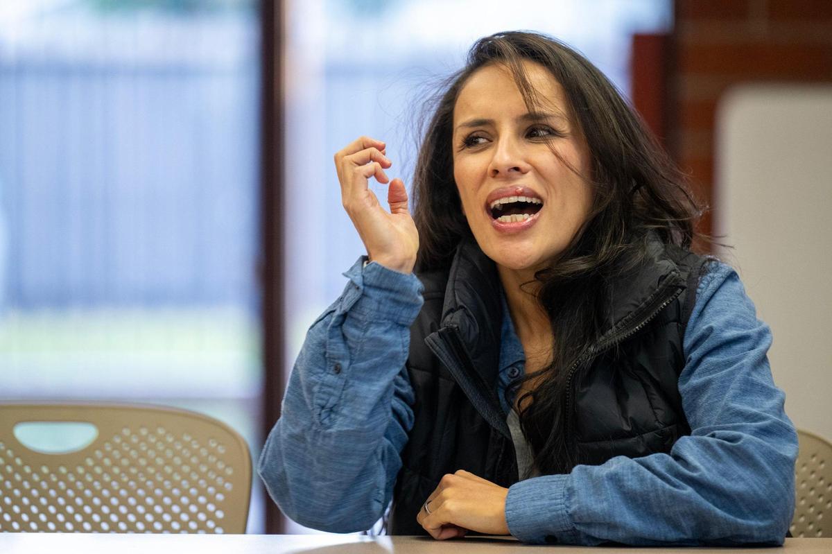 Laura Garcia Mera, who immigrated from Colombia, said the English language conversation group at the Southgate Library gives her the chance to be herself and learn without fear of making mistakes.