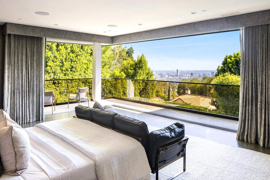 The home on North Kings Road in Los Angeles has six bedrooms and four bathrooms.