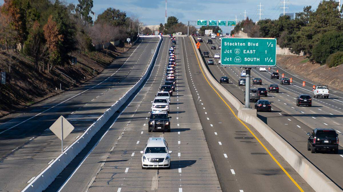 It’s common courtesy to not pass a funeral procession on the highway.