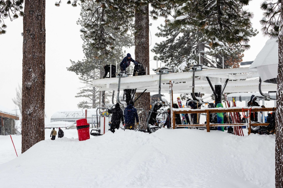 Snow piled up at Palisades Tahoe in Northern California.