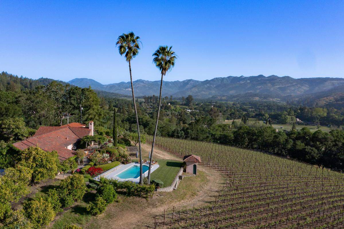 This is the home built on the St. Helena, California, property. The winery was founded in 1989 with just 3 acres of vine cuttings.