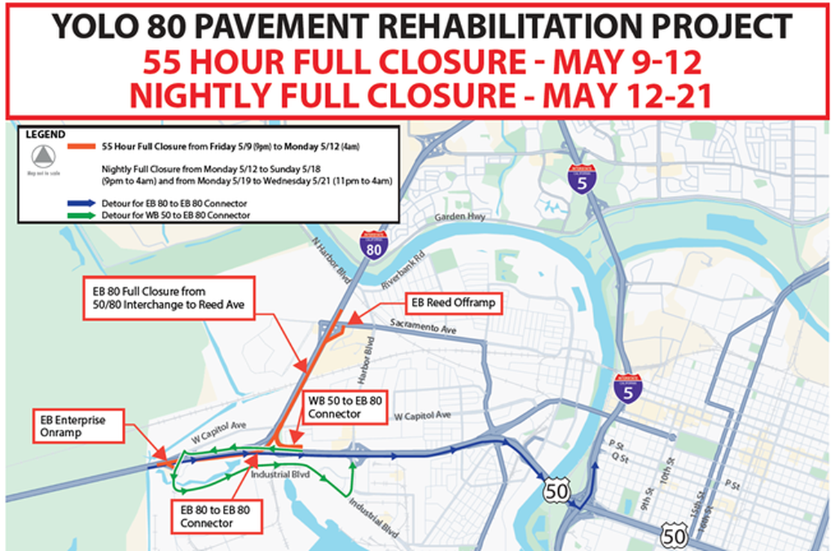 The upcoming construction work zone is from the Yolo Causeway through West Sacramento on I-80 and US 50, according to Caltrans.