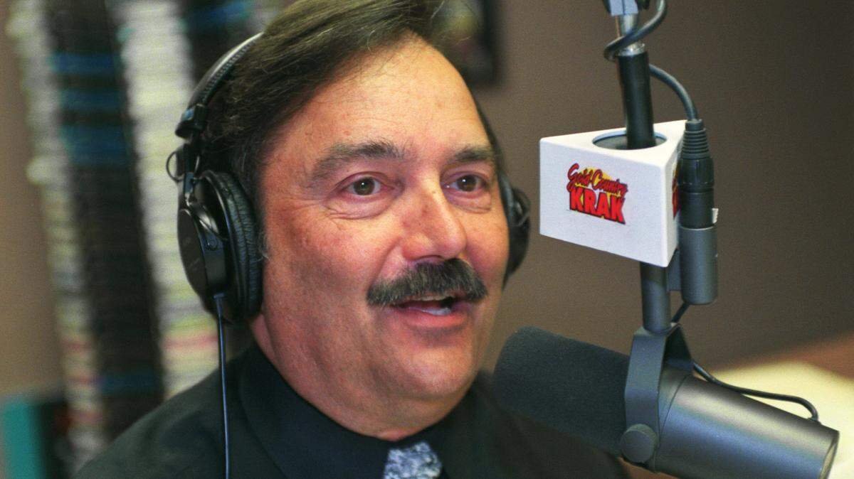 Joey Mitchell, on-air radio personality for station KRAK in Sacramento is seen in 2000. Mitchell died Sunday at age 77, family announced.