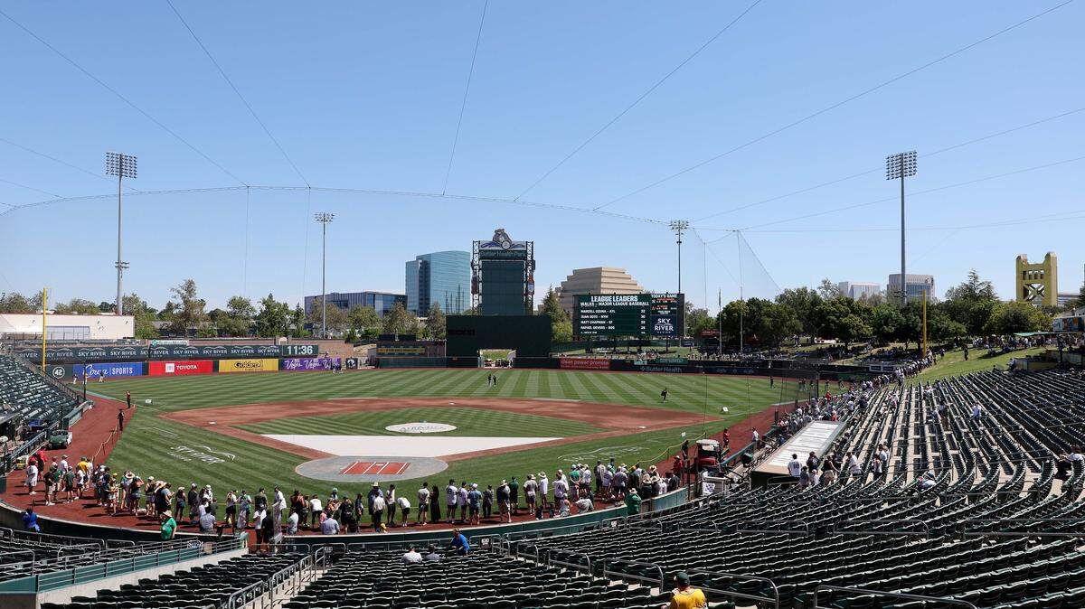 May 10, 2025; West Sacramento, California, USA; A general view of Sutter Health Park before a game between the New York Yankees and the Athletics at Sutter Health Park. Mandatory Credit: Dennis Lee-Imagn Images