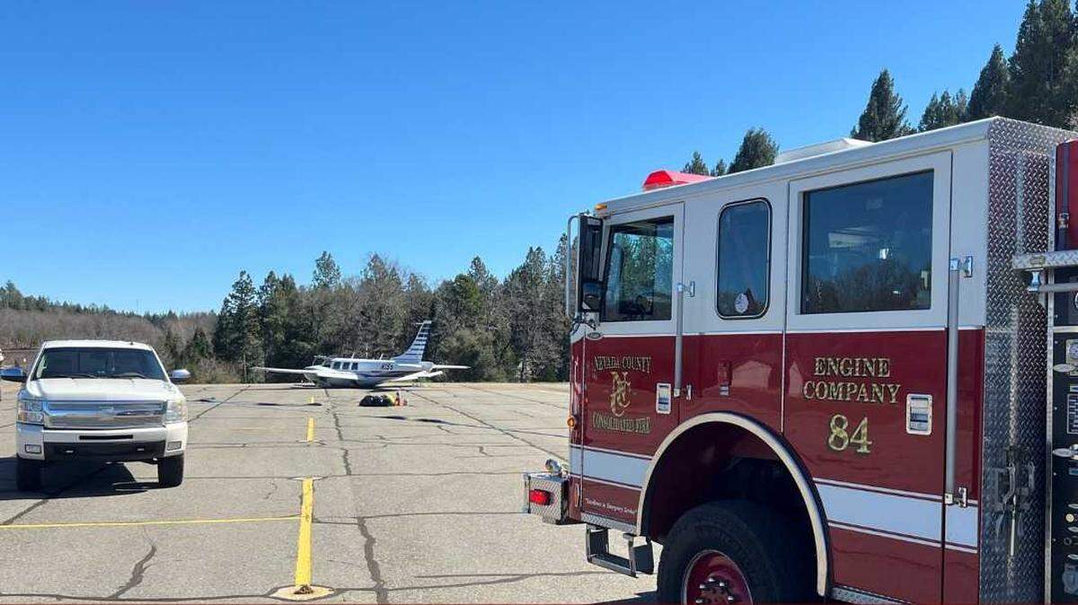 The Nevada County Consolidated Fire District firefighters were called Thursday to reports of an aircraft that made an unexpected landing at the Nevada County Airport.