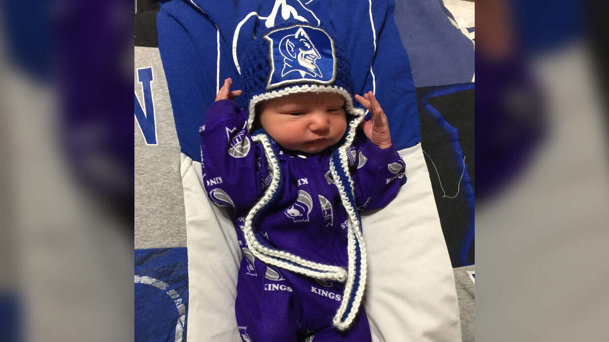 Finley Von Coombs, born Friday morning in Utah, has been dubbed ‘the world’s newest’ Kings fan by his father, who is a lifetime fan of Duke basketball. Two Kings rookies, Marvin Bagley III and Harry Giles III, each played a season for the Blue Devils.