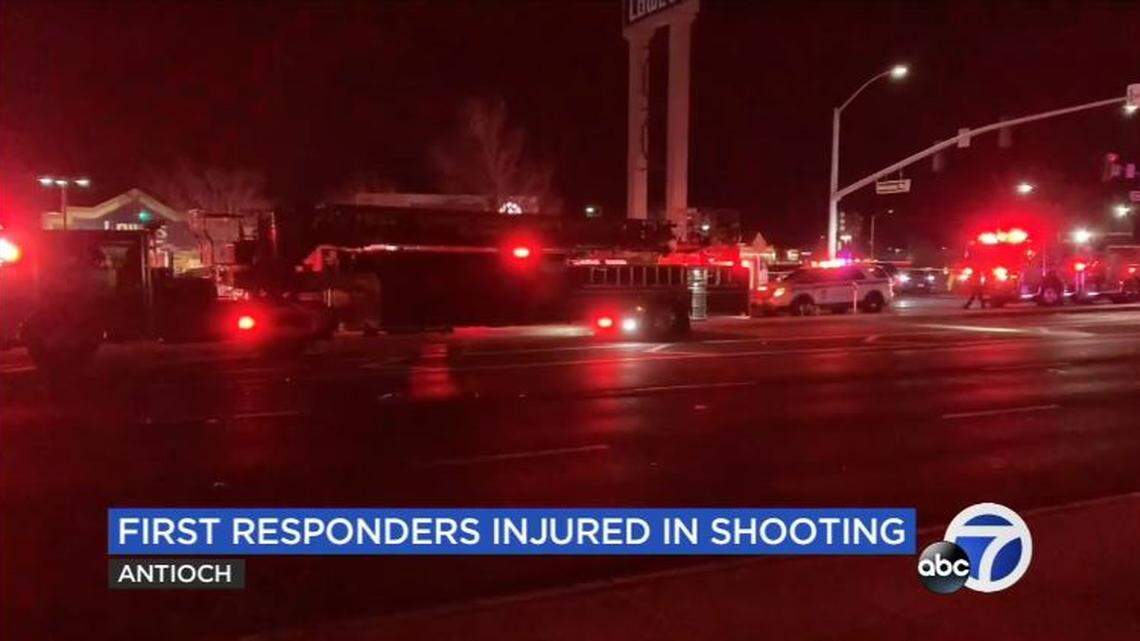 A firefighter and paramedic were hurt in a drive-by shooting Saturday night in Antioch, California, while tending to a patient, police say.