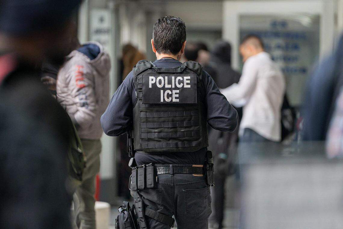 An ICE agent in New York City.