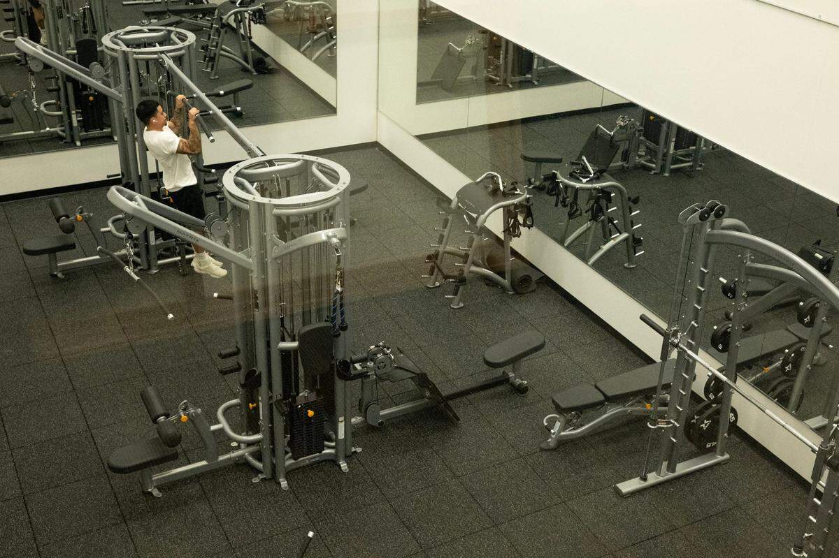 Sal Galicia exercises in one of the two new weight rooms at the Capital YMCA on Monday, Dec. 23, 2024, in Sacramento. The grand opening celebration will take place Tuesda.