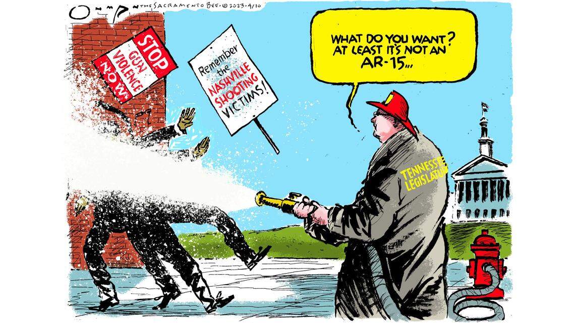 Tennessee’s fire-hose approach to civil rights and gun violence: Opinion cartoon by Jack Ohman
